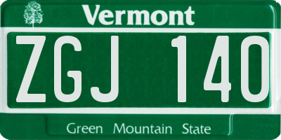 VT license plate ZGJ140
