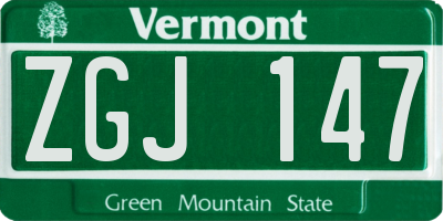 VT license plate ZGJ147