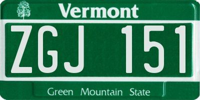 VT license plate ZGJ151