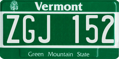 VT license plate ZGJ152