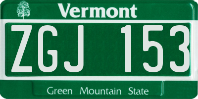 VT license plate ZGJ153
