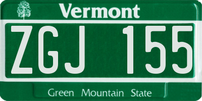 VT license plate ZGJ155