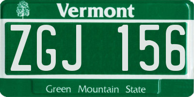 VT license plate ZGJ156