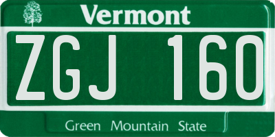 VT license plate ZGJ160