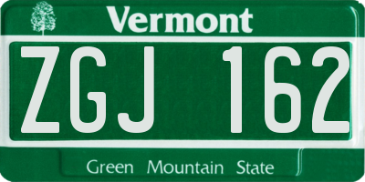 VT license plate ZGJ162