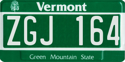 VT license plate ZGJ164