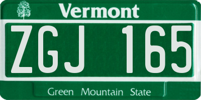 VT license plate ZGJ165