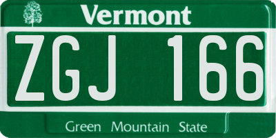 VT license plate ZGJ166