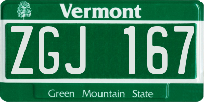 VT license plate ZGJ167