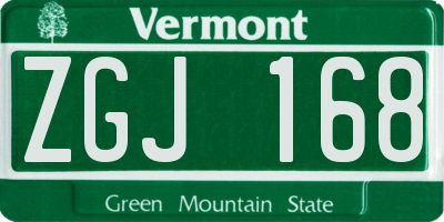 VT license plate ZGJ168