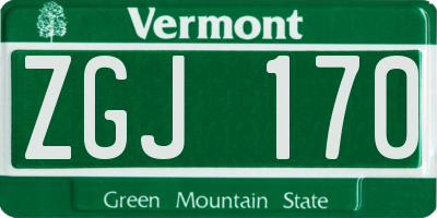 VT license plate ZGJ170