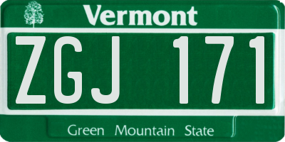 VT license plate ZGJ171
