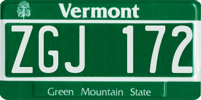 VT license plate ZGJ172