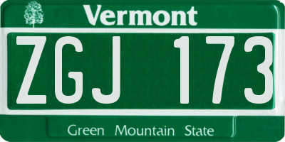 VT license plate ZGJ173