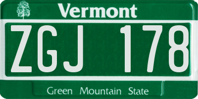 VT license plate ZGJ178