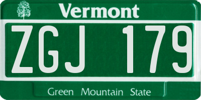 VT license plate ZGJ179