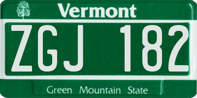 VT license plate ZGJ182