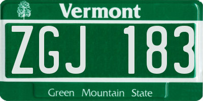 VT license plate ZGJ183