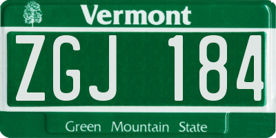 VT license plate ZGJ184