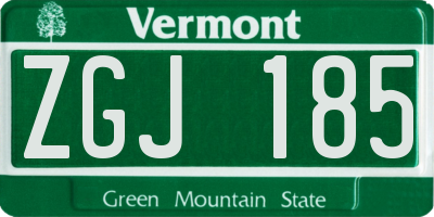 VT license plate ZGJ185