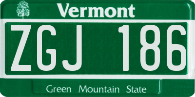 VT license plate ZGJ186