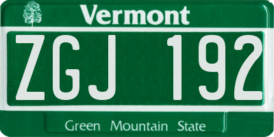 VT license plate ZGJ192