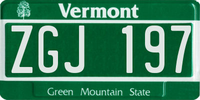 VT license plate ZGJ197