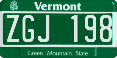 VT license plate ZGJ198