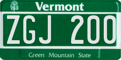 VT license plate ZGJ200