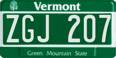VT license plate ZGJ207