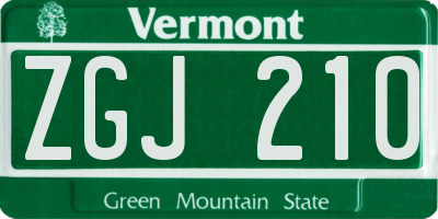 VT license plate ZGJ210