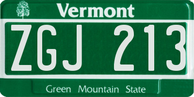 VT license plate ZGJ213