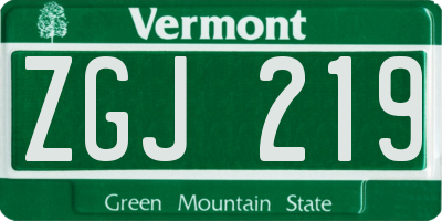 VT license plate ZGJ219