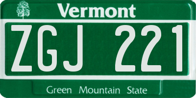 VT license plate ZGJ221