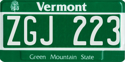 VT license plate ZGJ223