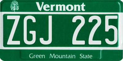 VT license plate ZGJ225