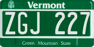 VT license plate ZGJ227