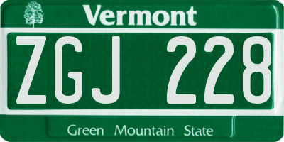 VT license plate ZGJ228