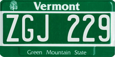 VT license plate ZGJ229