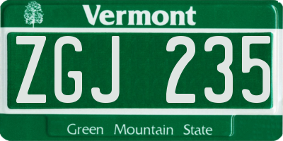 VT license plate ZGJ235