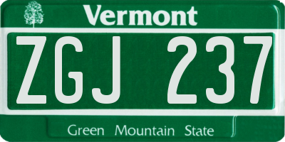 VT license plate ZGJ237