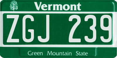 VT license plate ZGJ239