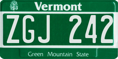 VT license plate ZGJ242