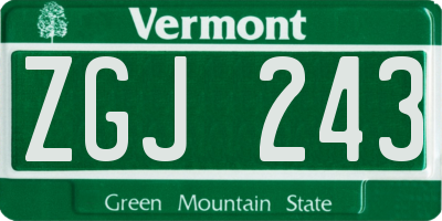 VT license plate ZGJ243