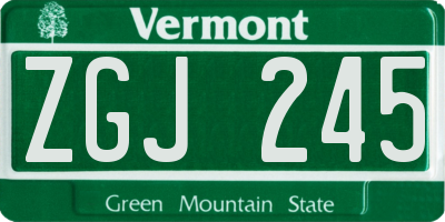 VT license plate ZGJ245