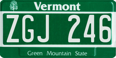 VT license plate ZGJ246