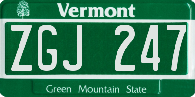 VT license plate ZGJ247