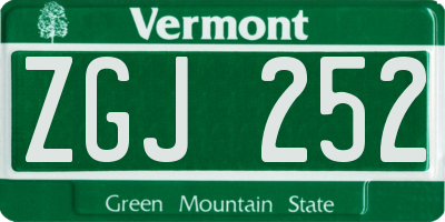 VT license plate ZGJ252