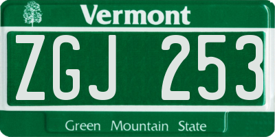 VT license plate ZGJ253