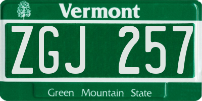 VT license plate ZGJ257